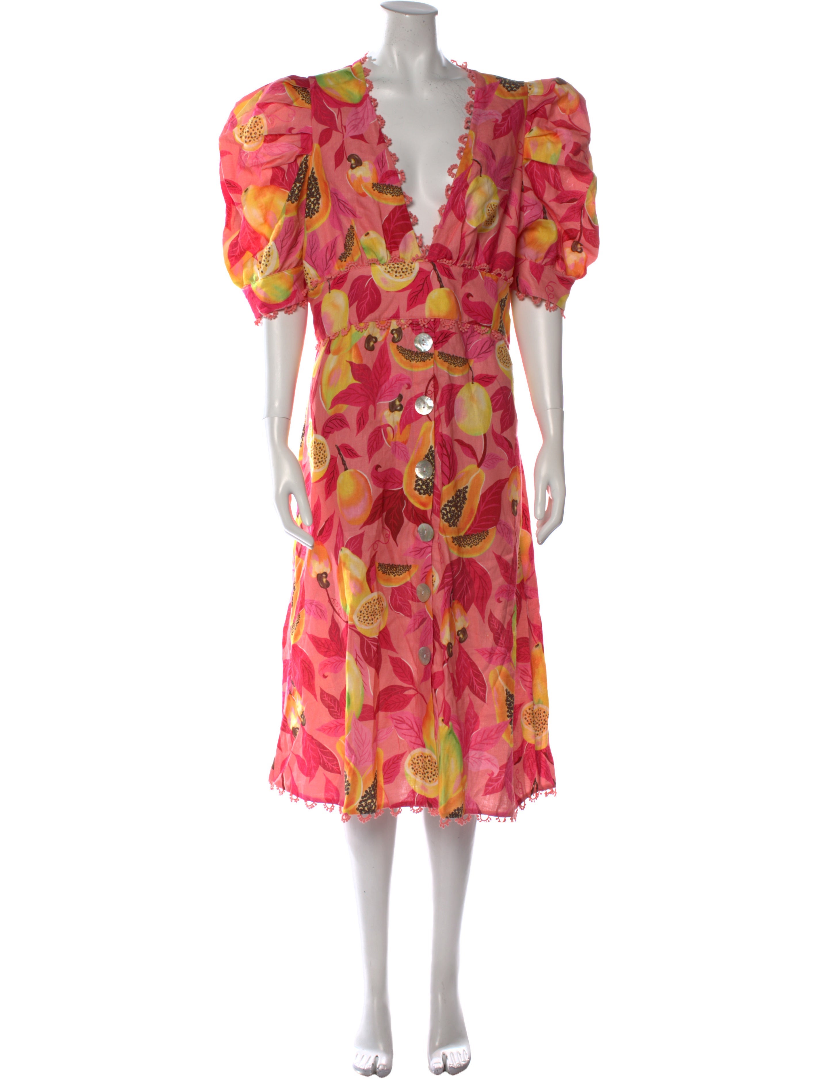 Farm Rio Floral Print Midi Length Dress - Pink Dresses, Clothing ...