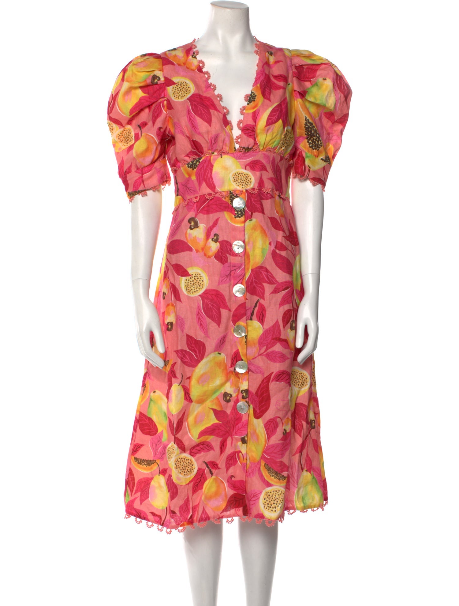 Farm Rio Floral Print Midi Length Dress - Pink Dresses, Clothing ...