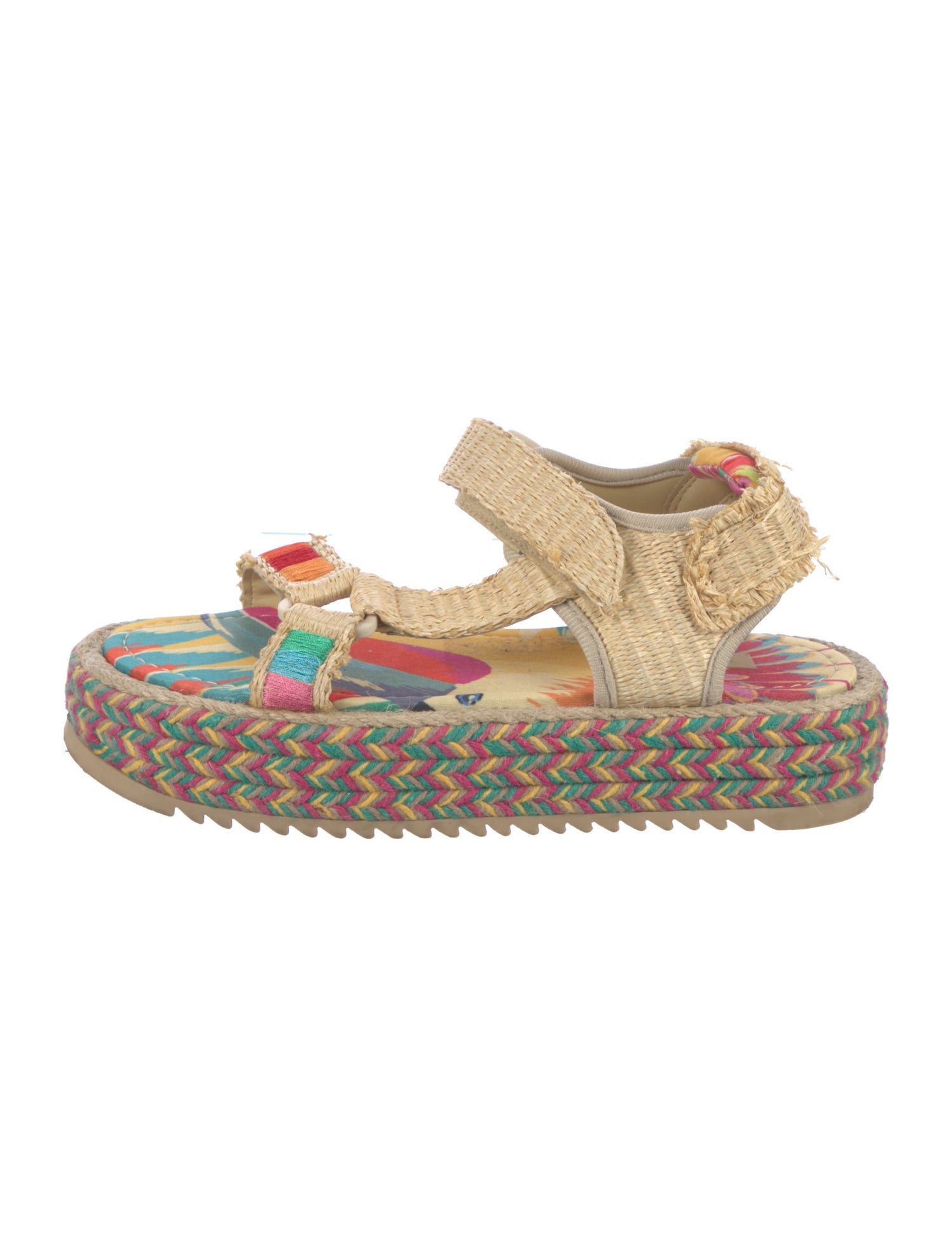 Farm Rio Straw Printed Espadrilles Neutrals Sandals, Shoes