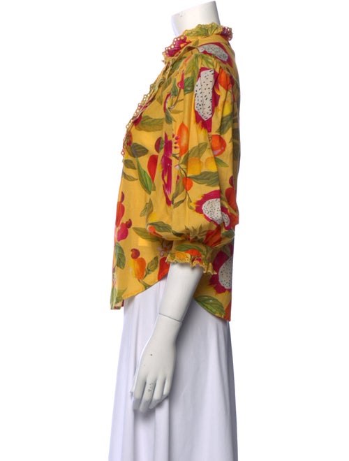 Farm Rio Floral Print Mock Neck Blouse