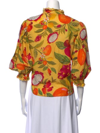 Farm Rio Floral Print Mock Neck Blouse