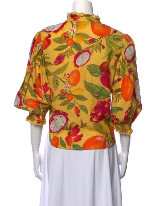Farm Rio Floral Print Mock Neck Blouse
