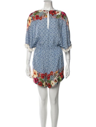 Farm Rio Printed Crew Neck Romper