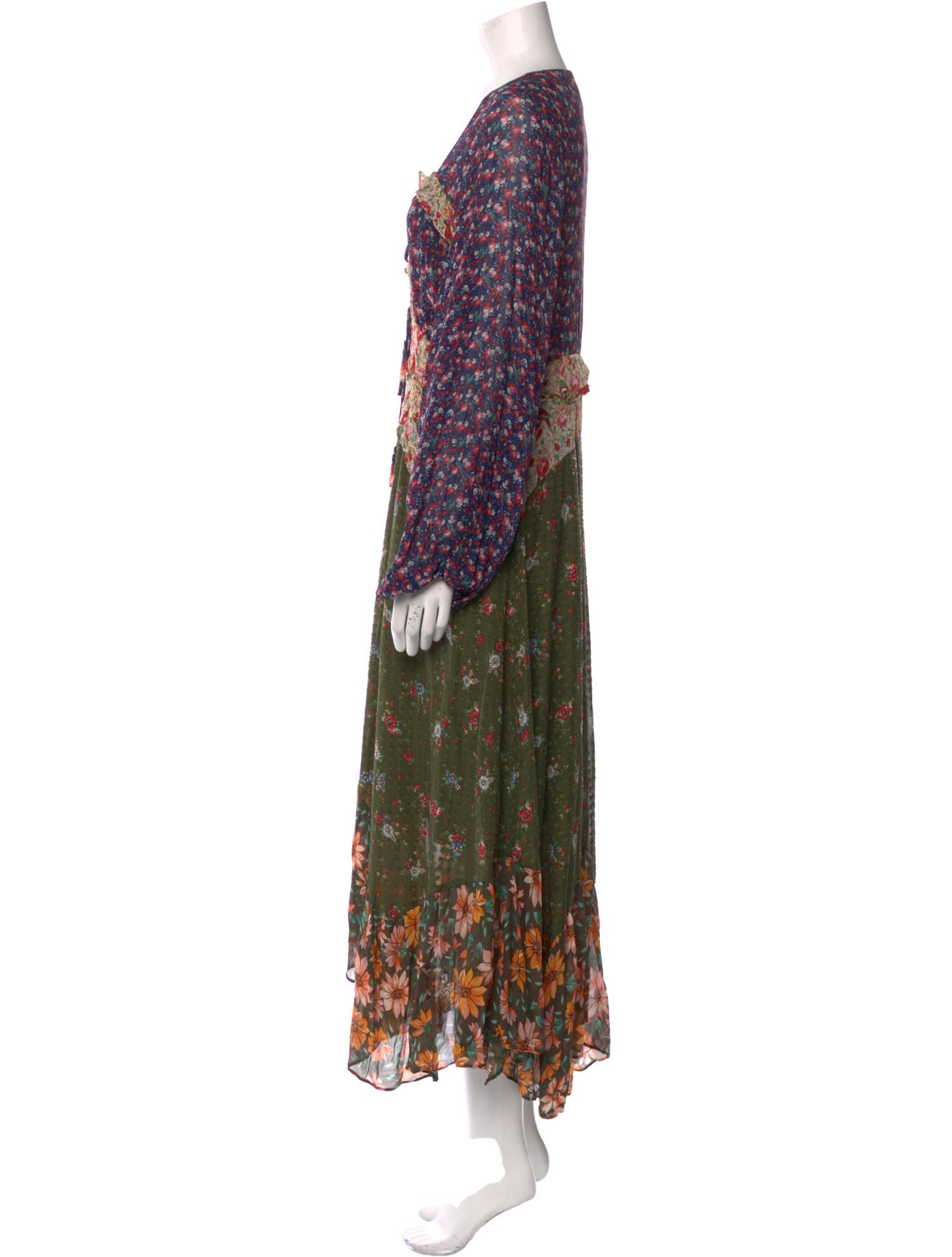 FARM Rio Women's Ornament Floral Viscose Midi Dress Blue