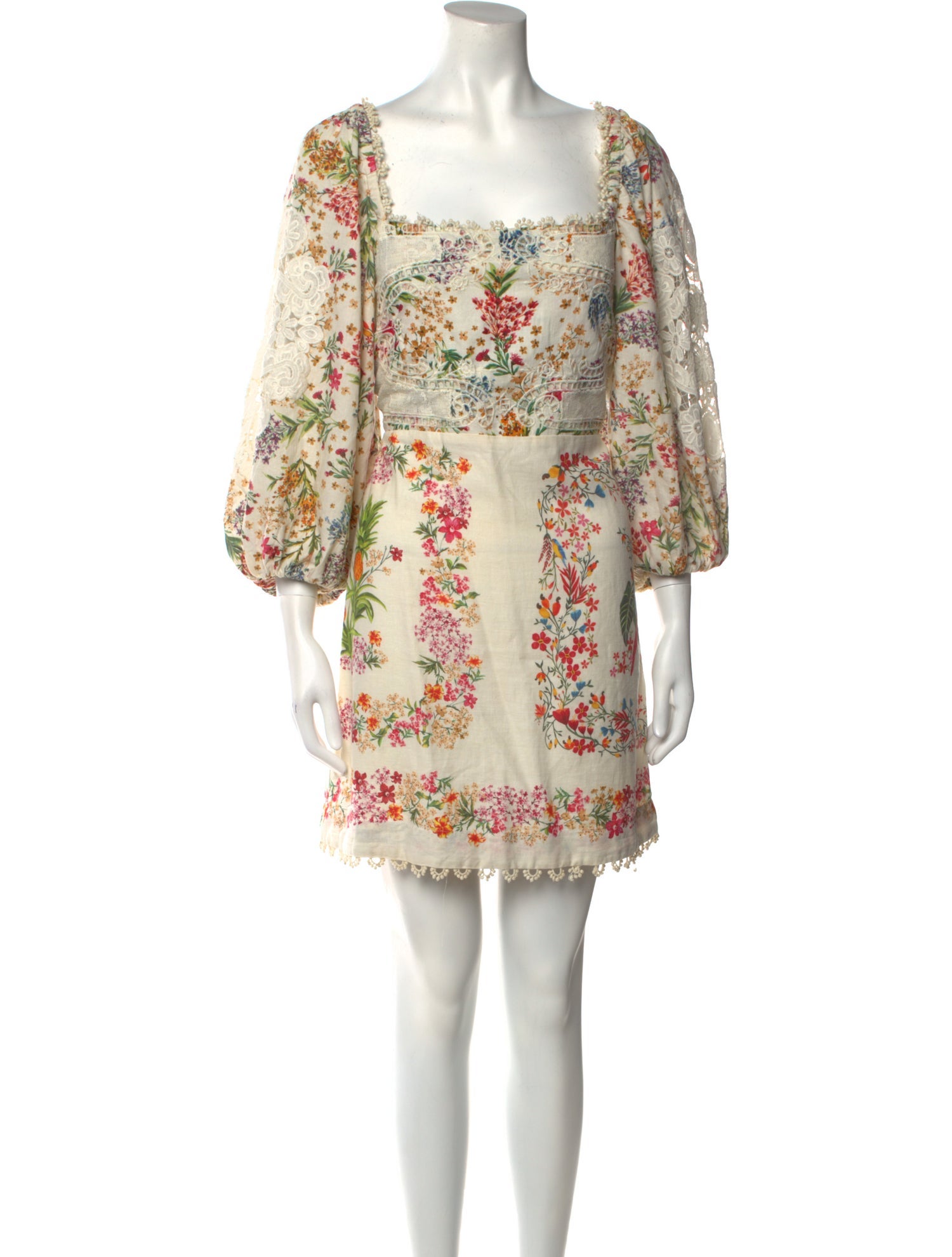 Farm Rio Floral Print Mini Dress - Neutrals Dresses, Clothing ...