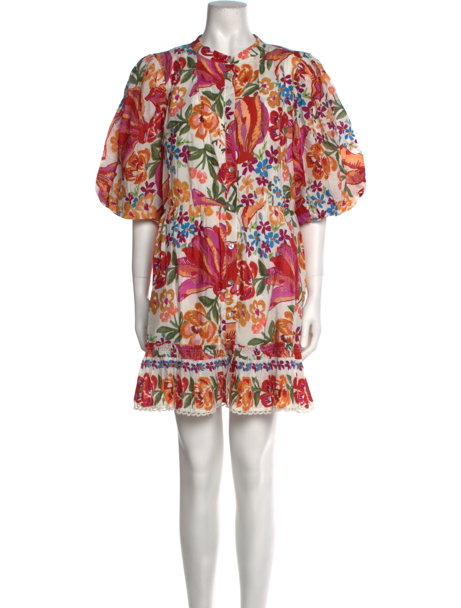 Farm Rio Floral Print Mini Dress - White Dresses, Clothing - WFARM57908 ...