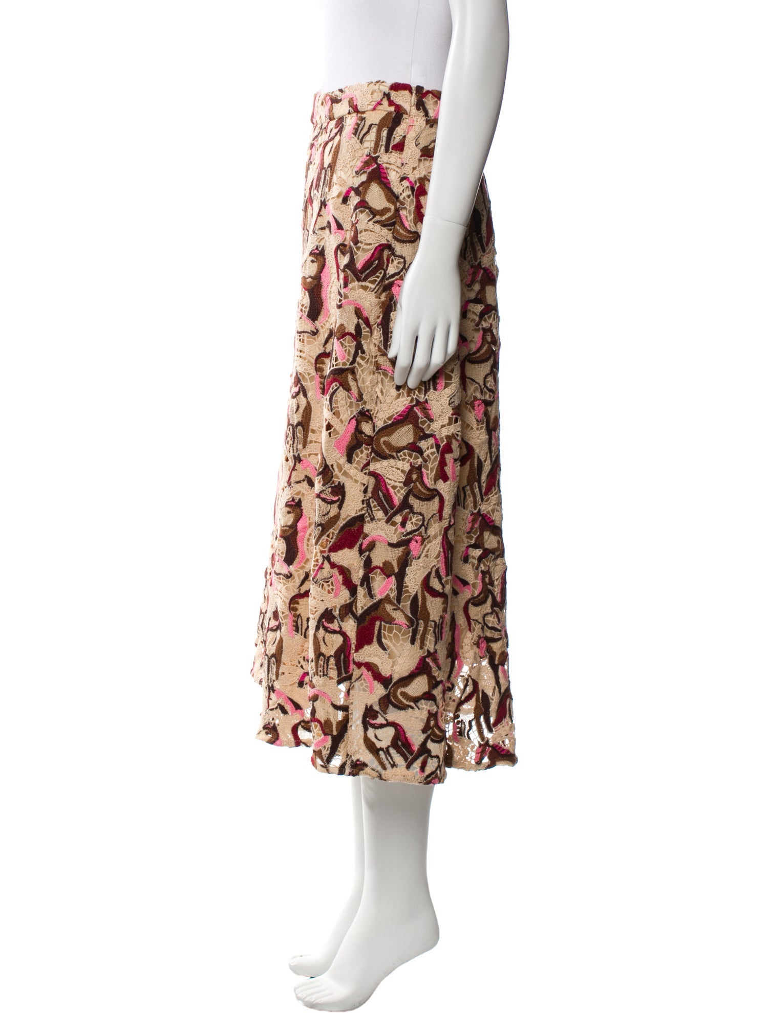 Farm Rio Lace Pattern Midi Length Skirt w/ Tags