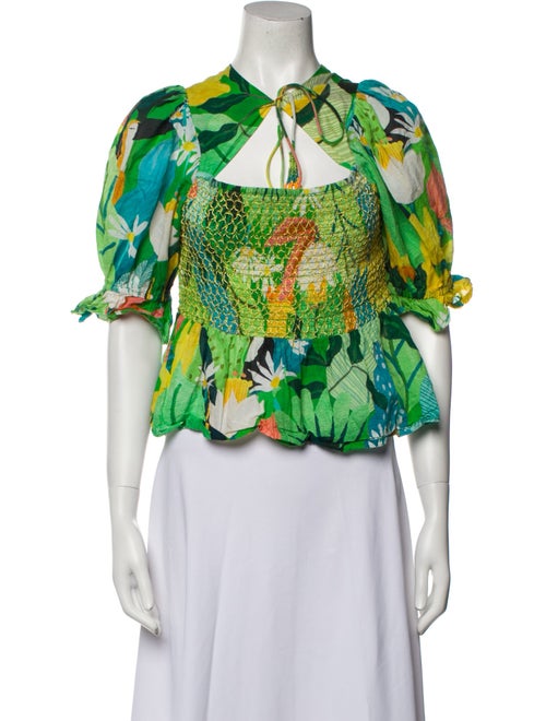 Farm Rio Floral Print Tie Neck Crop Top