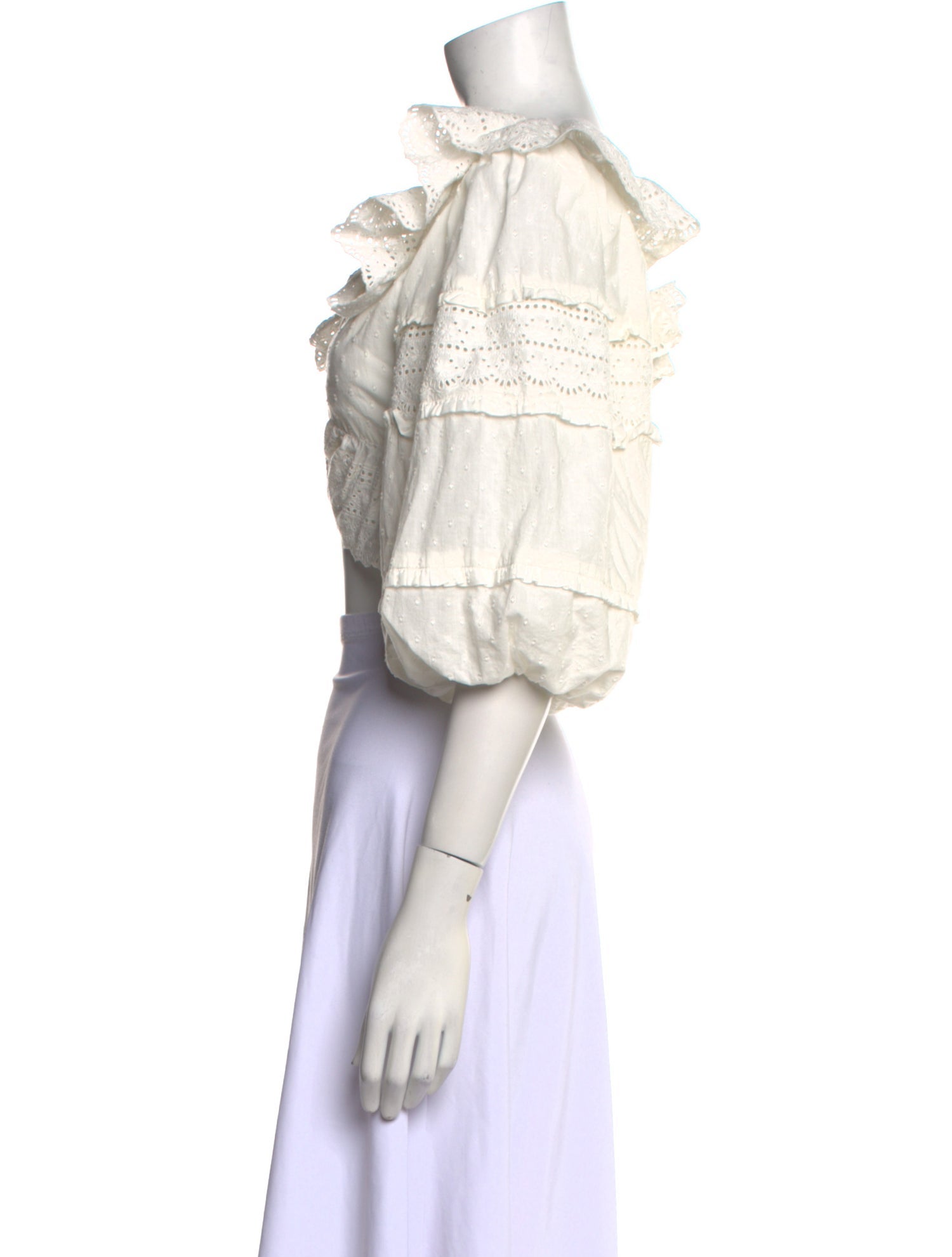 Farm Rio Off-The-Shoulder Three-Quarter Sleeve Crop Top