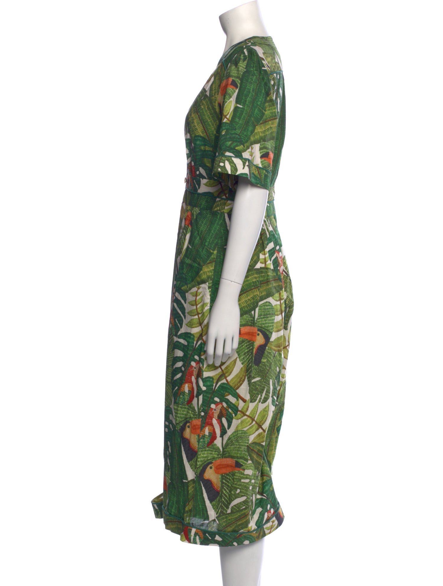 Farm Rio Printed Plunge Neckline Jumpsuit