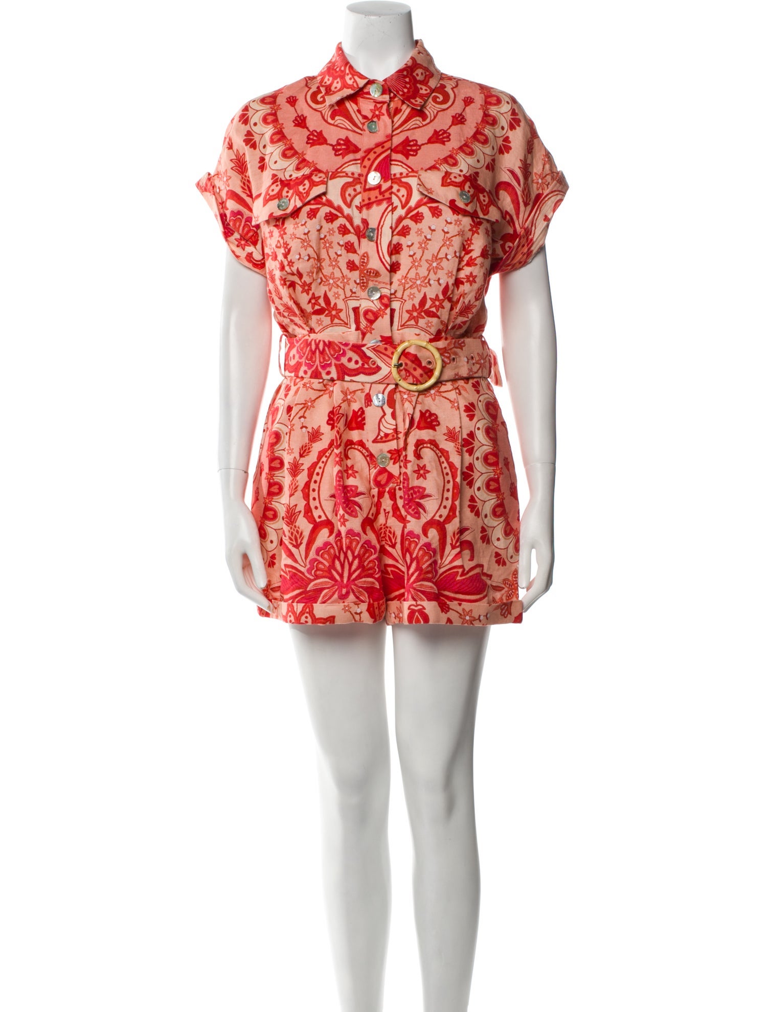 Farm Rio Linen Floral Print Romper