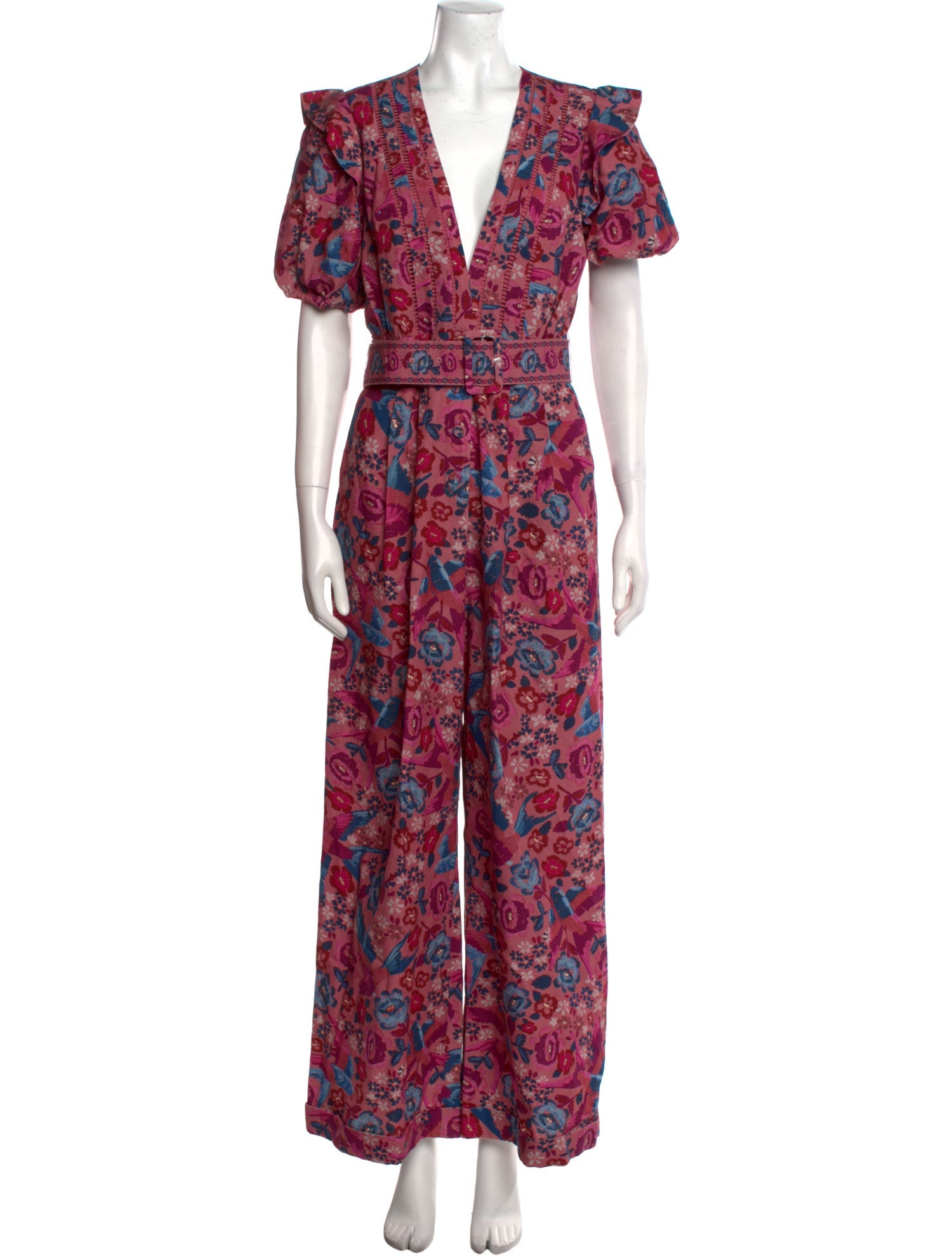 Farm Rio Floral Print V-Neck Jumpsuit
