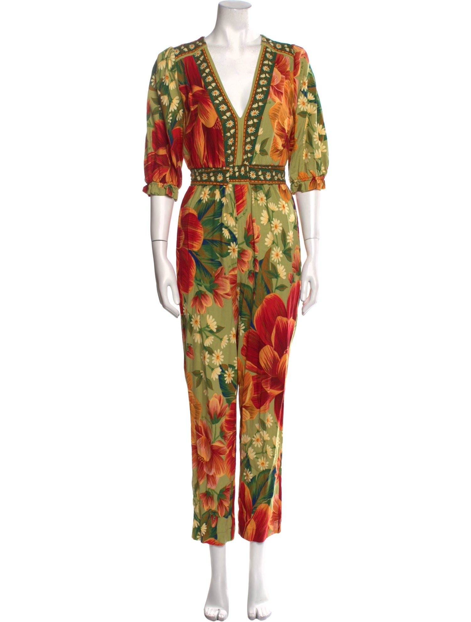 Farm Rio Floral Print V-Neck Jumpsuit