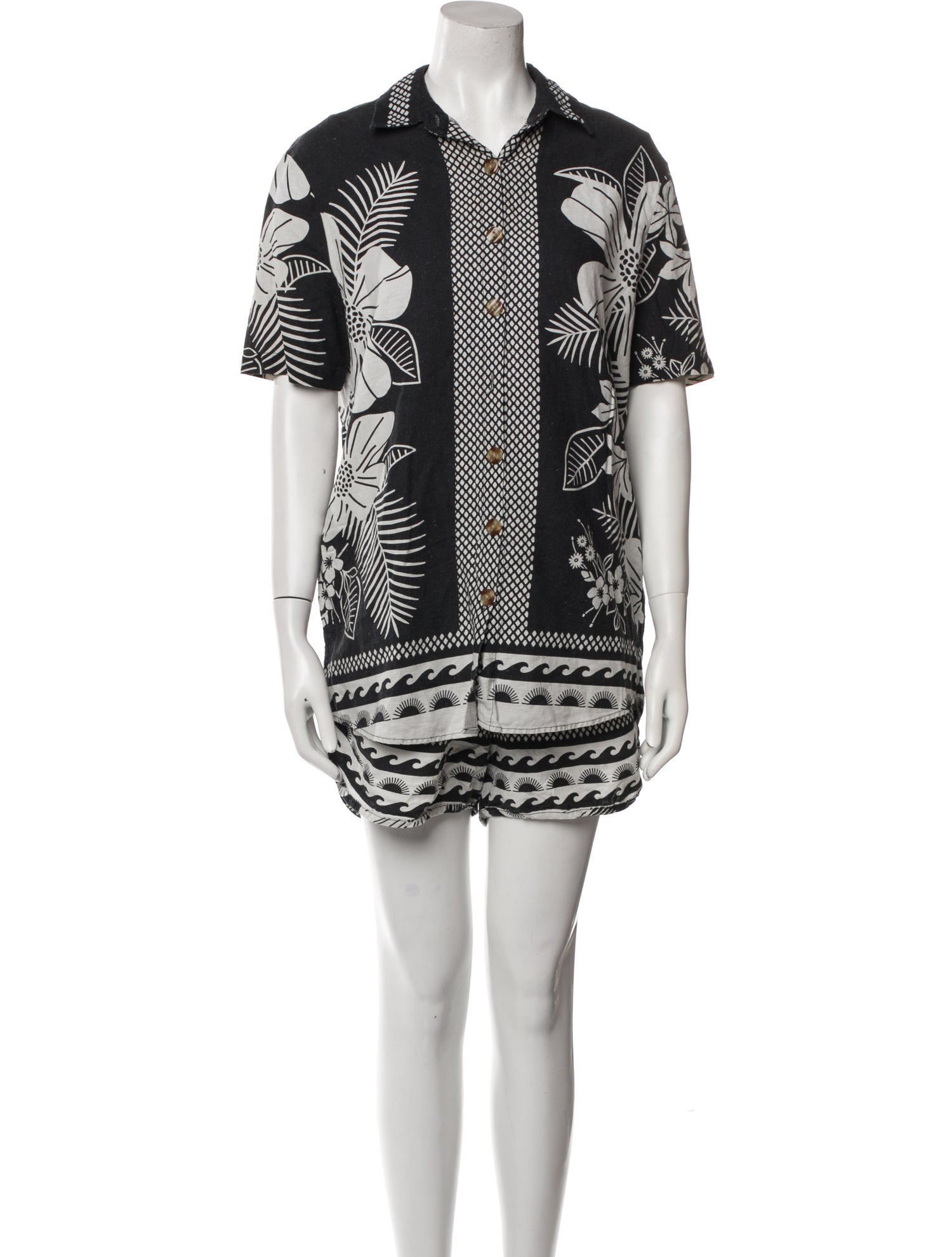 Farm Rio Linen Floral Print Short Set