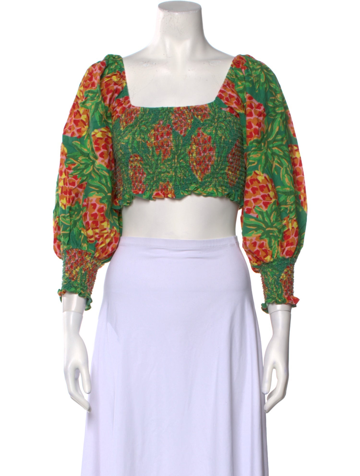 Farm Rio Floral Print Square Neckline Crop Top