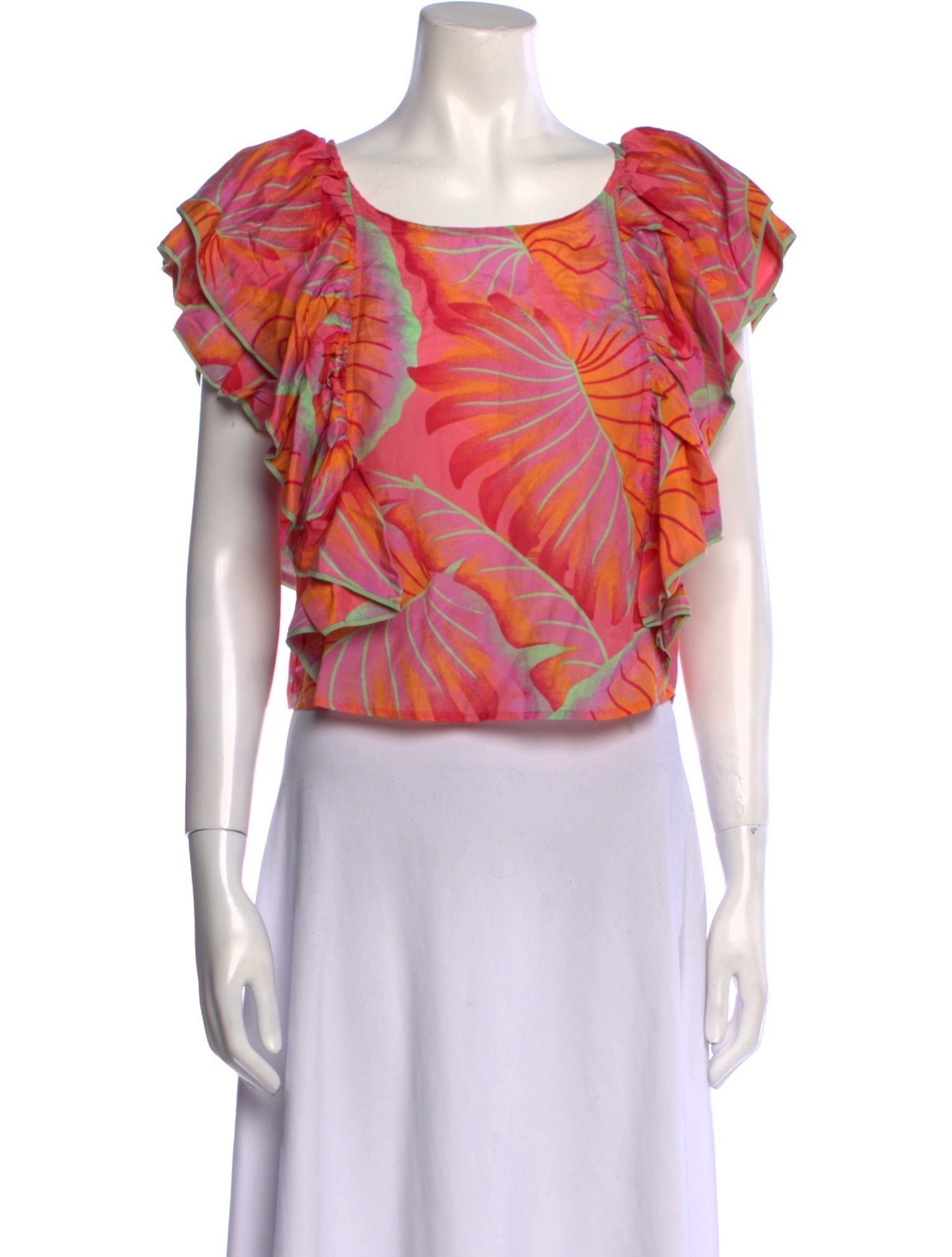 Farm Rio Printed Scoop Neck Crop Top