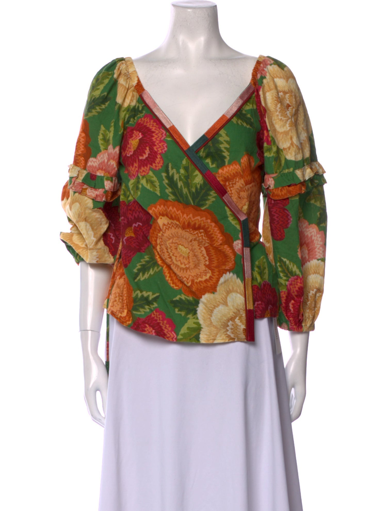 Farm Rio Linen Floral Print Blouse