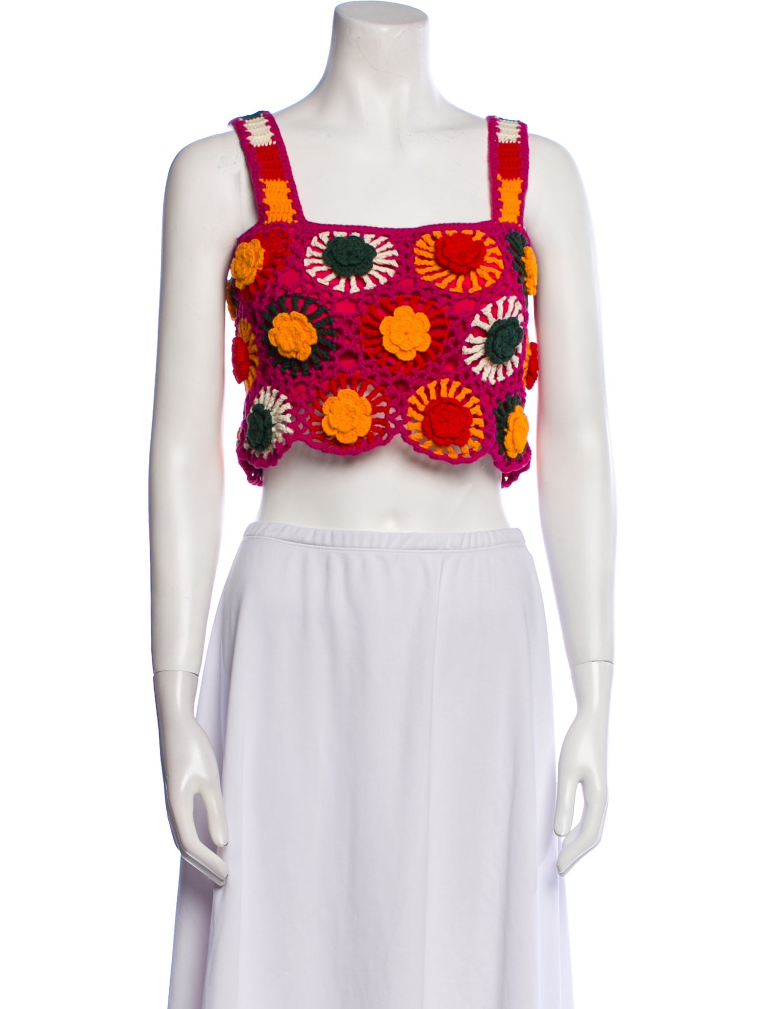 Farm Rio Floral Print Square Neckline Crop Top
