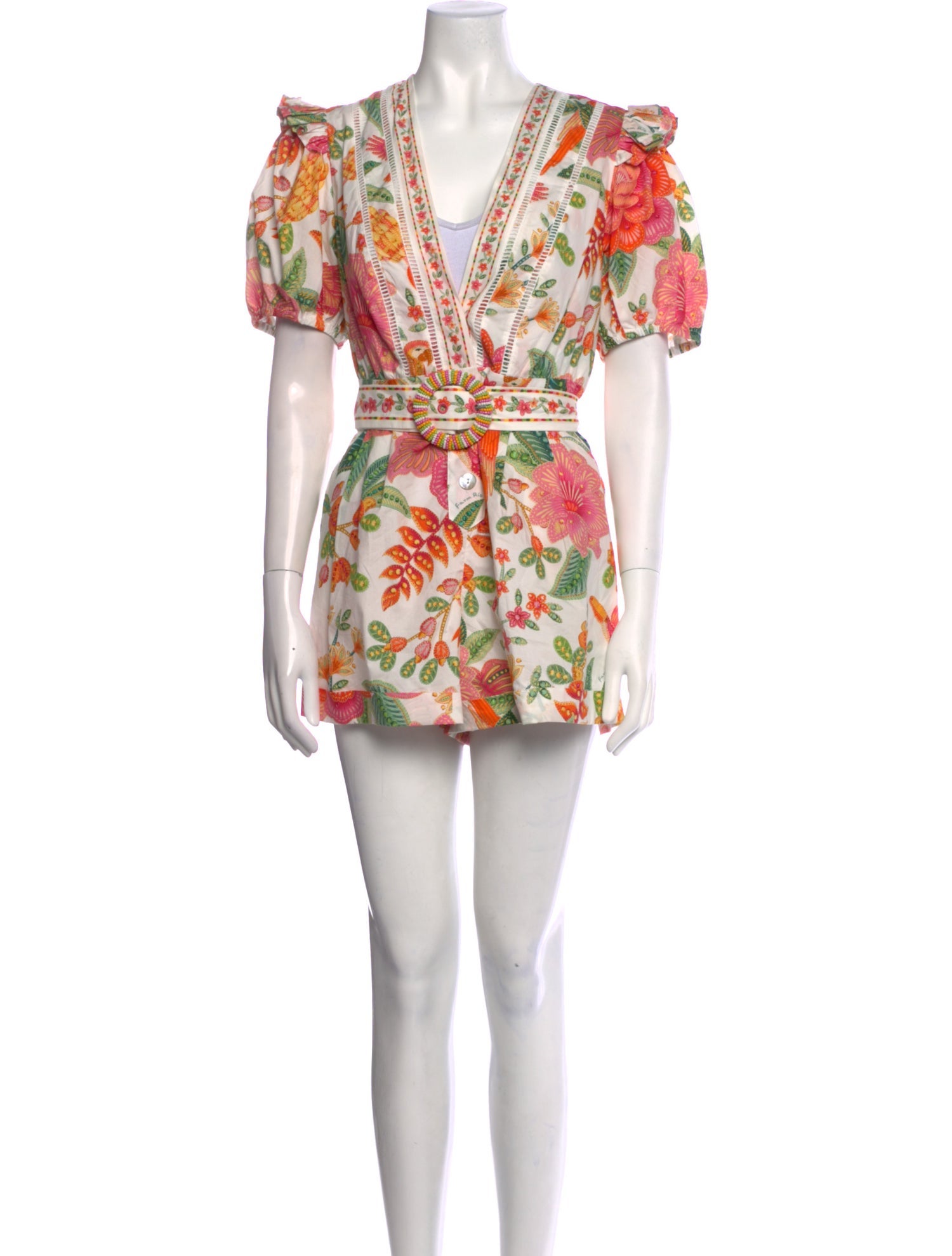 Farm Rio Floral Print V-Neck Romper