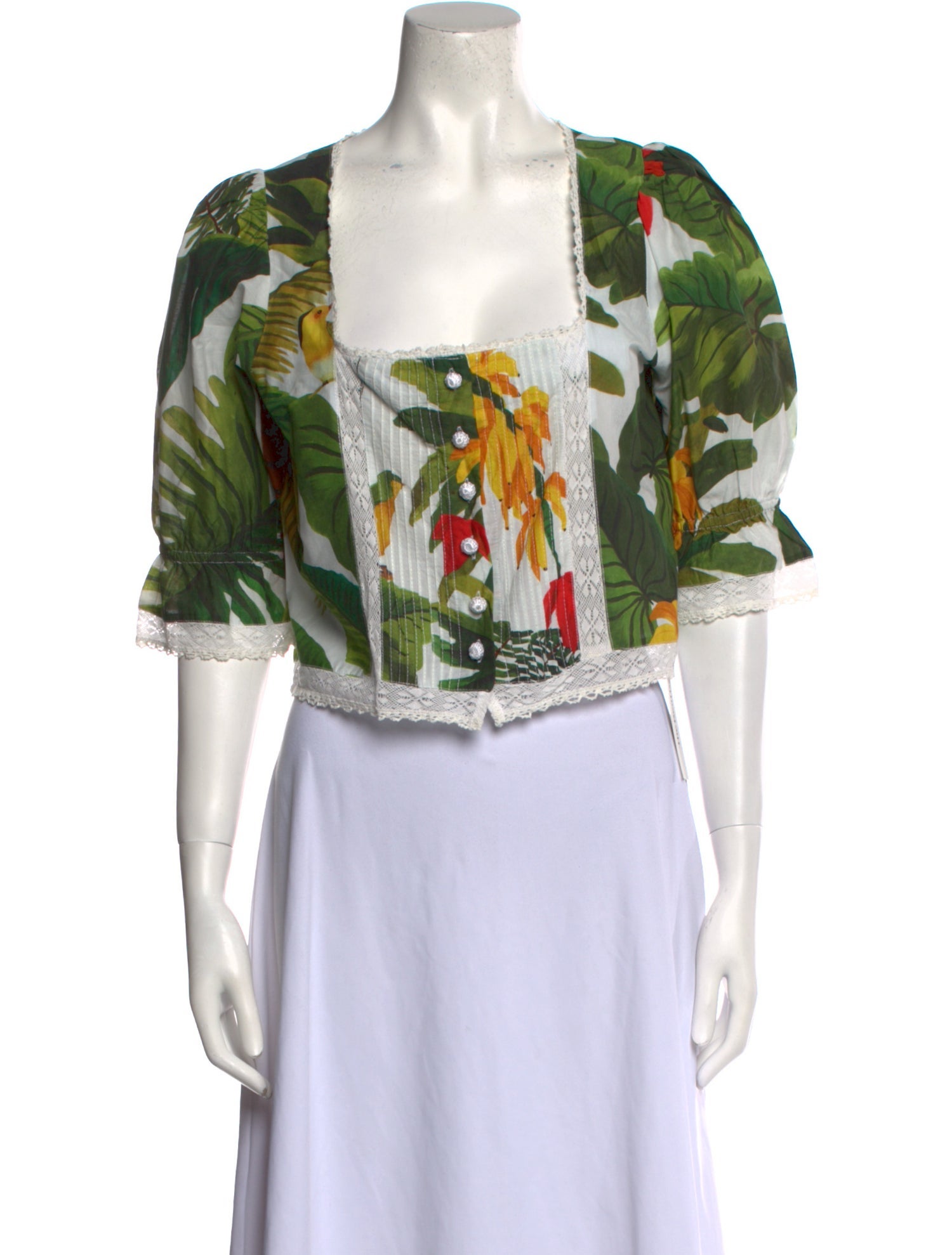 Farm Rio Floral Print Square Neckline Crop Top