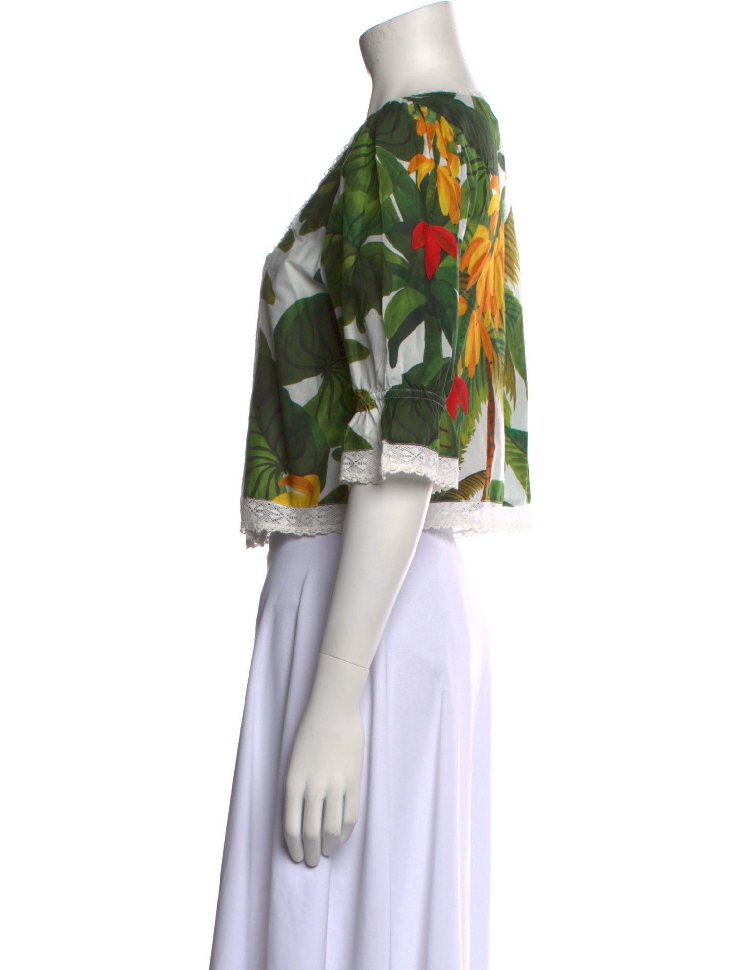 Farm Rio Floral Print Square Neckline Crop Top