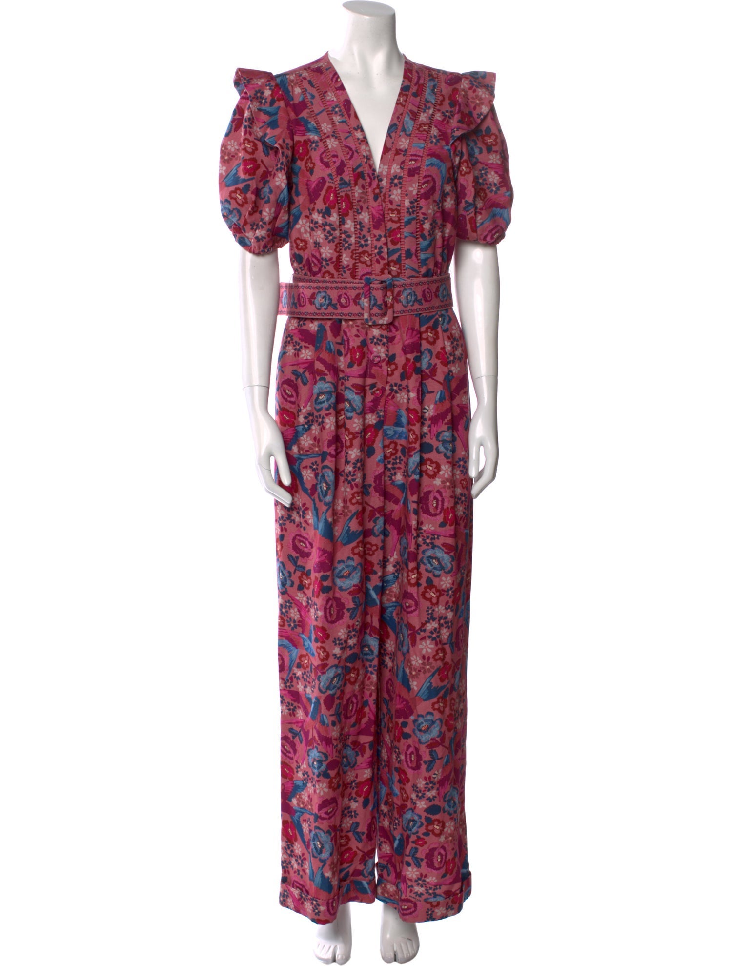 Farm Rio Floral Print V-Neck Jumpsuit