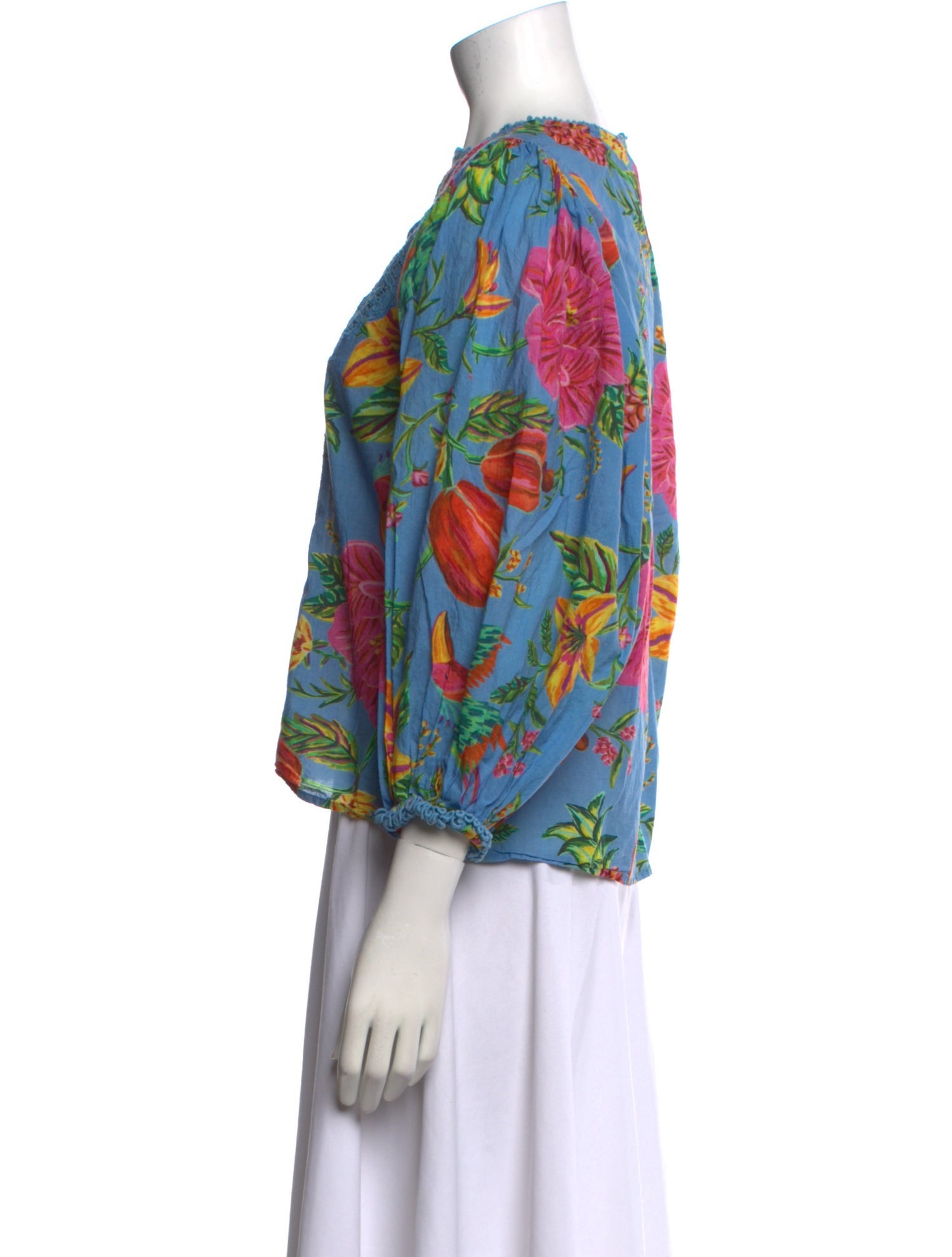 Farm Rio Floral Print Bateau Neckline Blouse