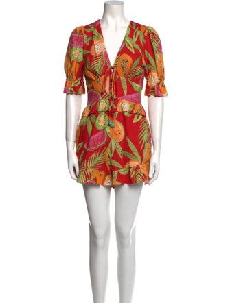 Farm Rio Linen Floral Print Romper