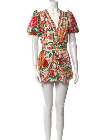 Farm Rio Jumpsuits and Rompers Floral Print V-Neck Romper XS