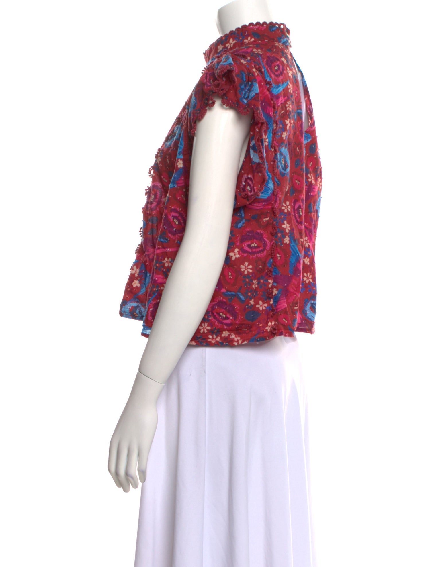 Farm Rio Floral Print Mock Neck Blouse