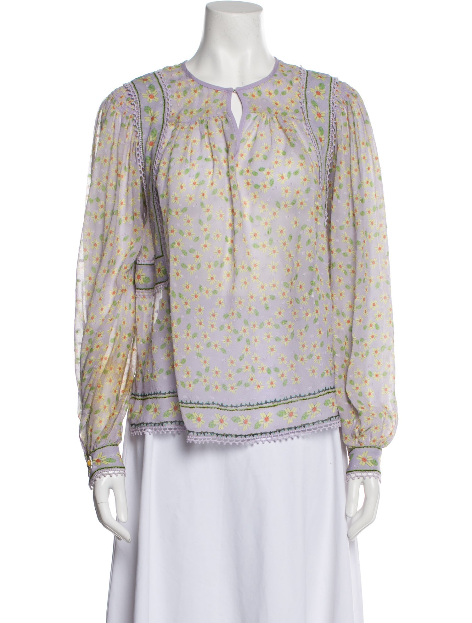 Farm Rio Floral Print Crew Neck Blouse