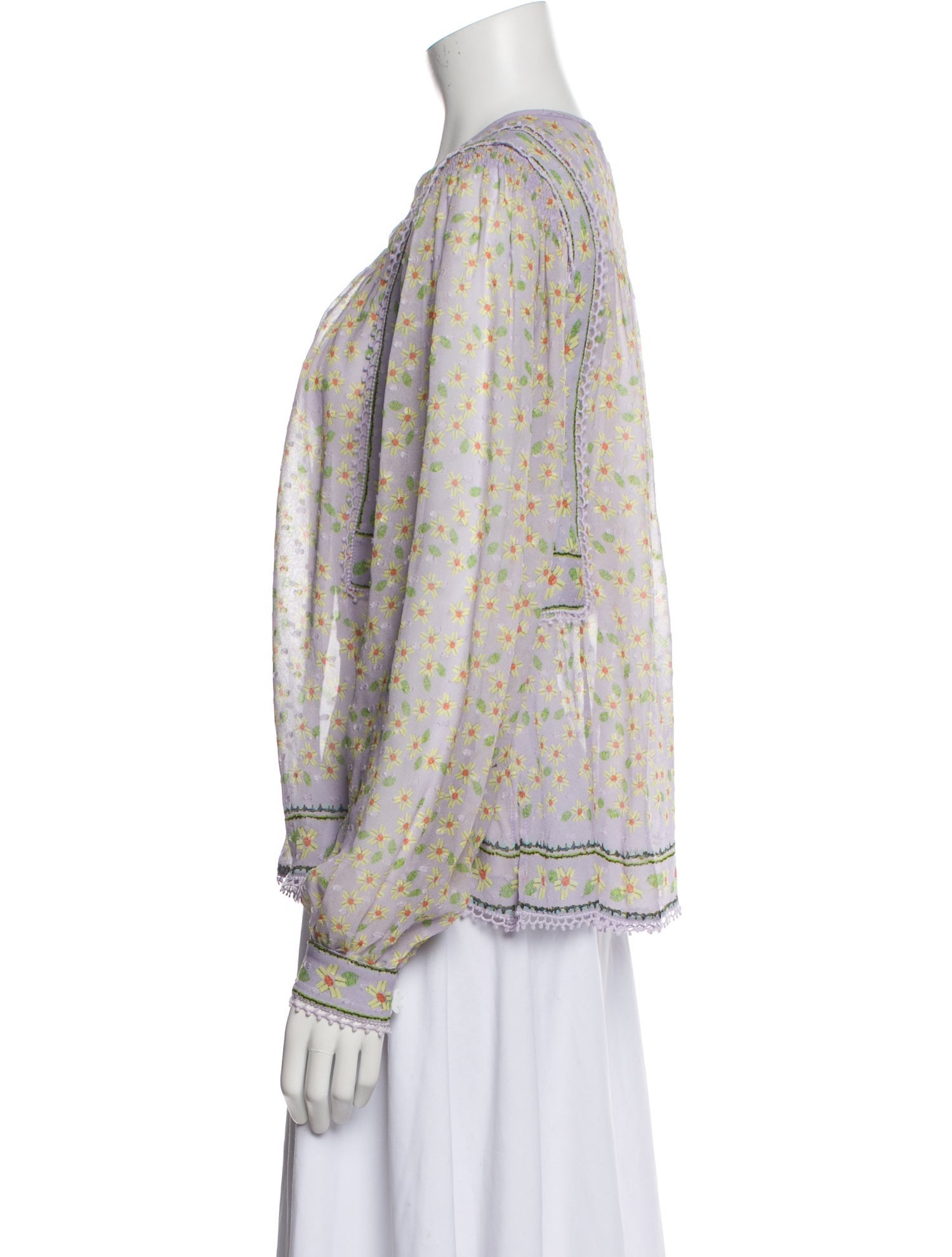 Farm Rio Floral Print Crew Neck Blouse