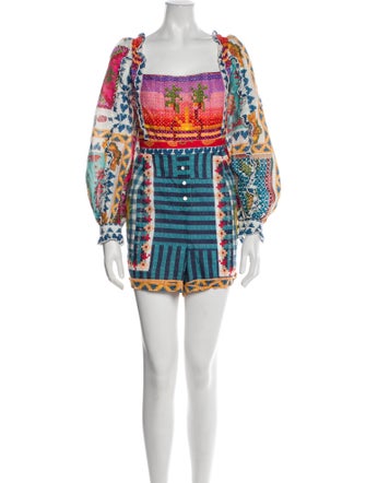 Farm Rio Printed Square Neckline Romper