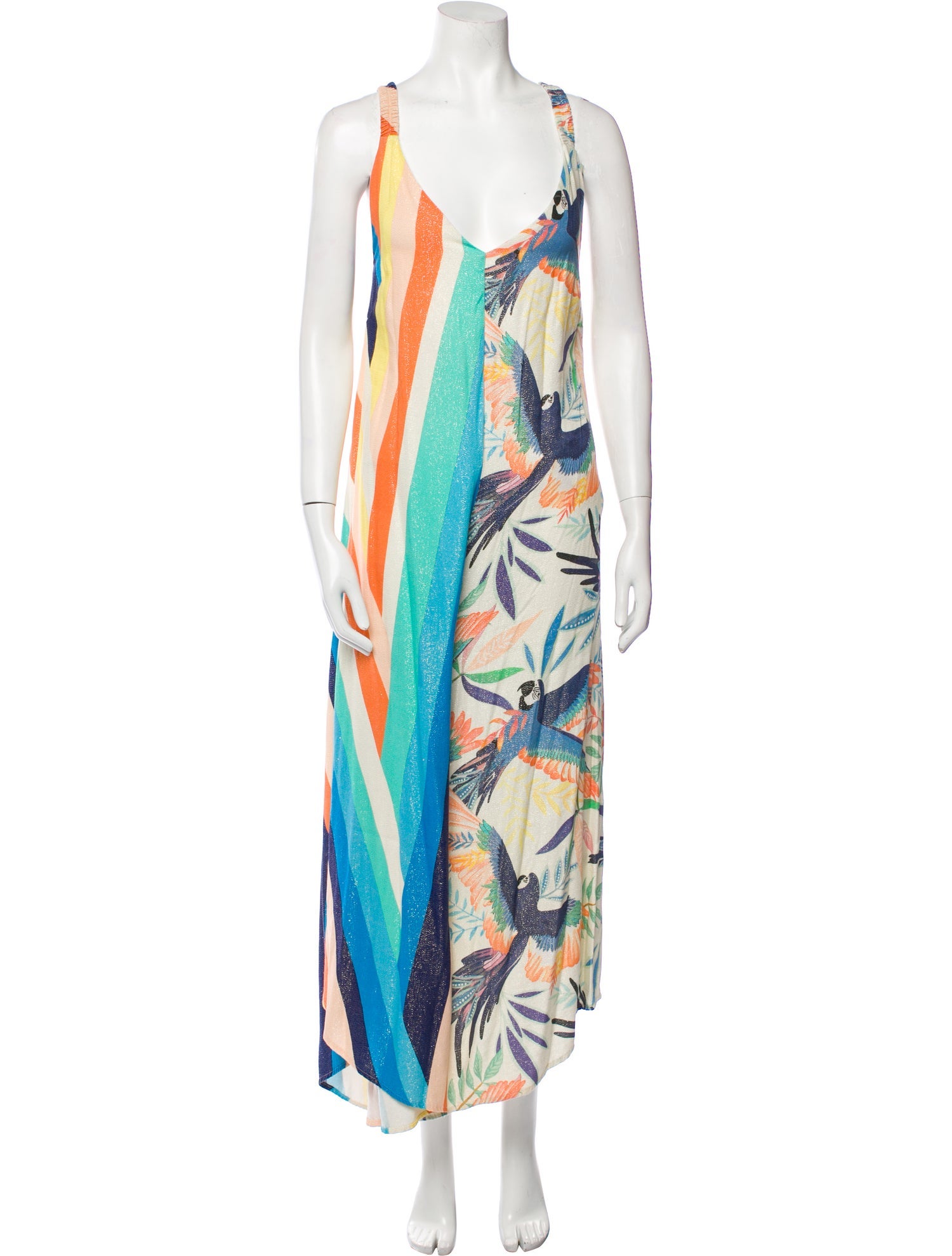 Farm Rio Printed Plunge Neckline Jumpsuit