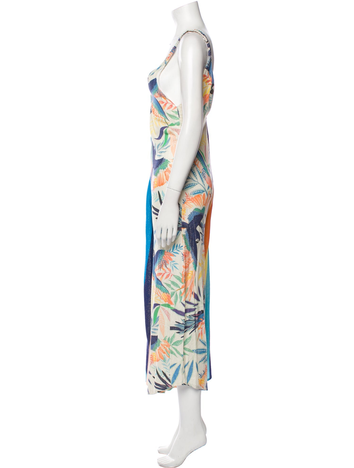 Farm Rio Printed Plunge Neckline Jumpsuit