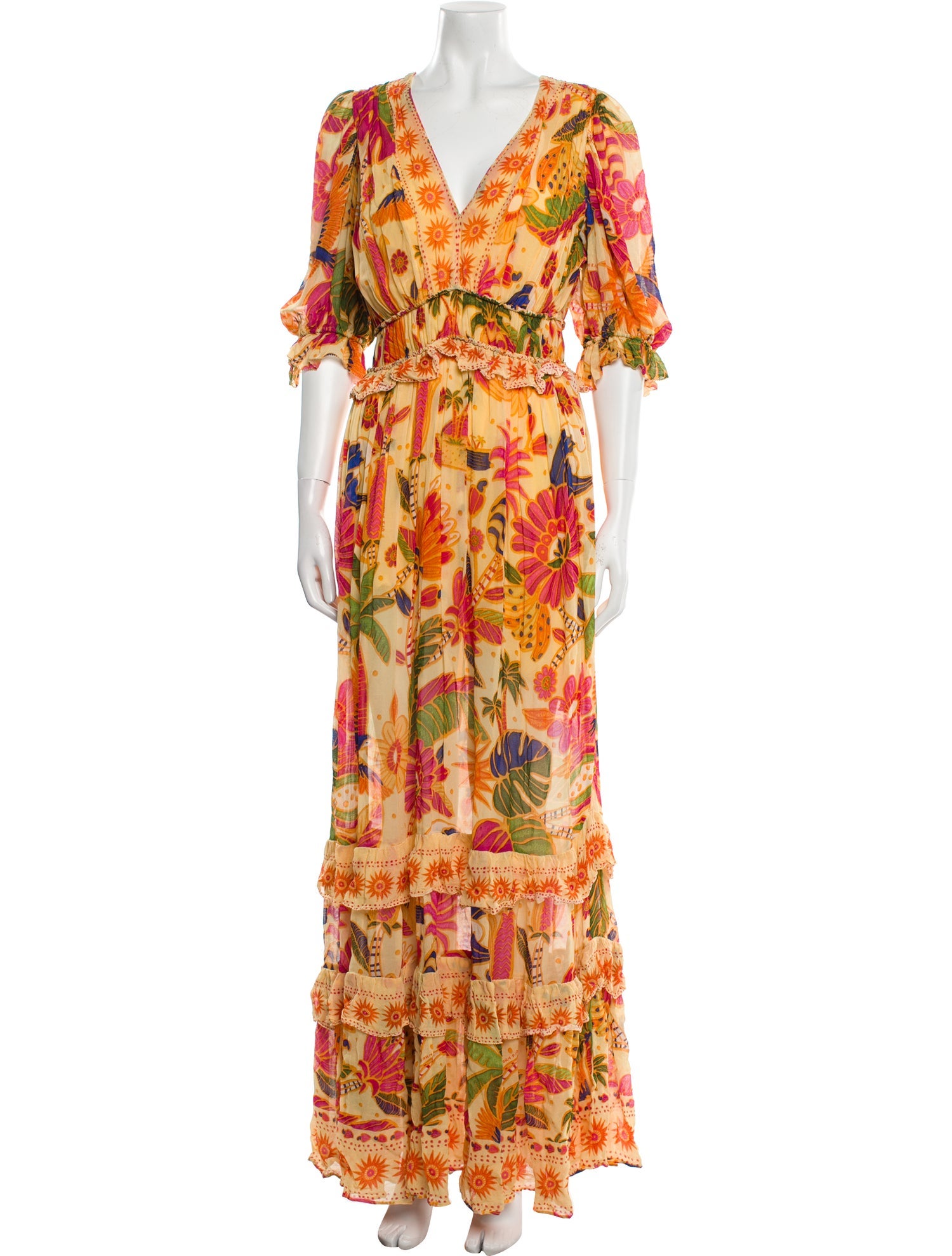 Farm Rio Floral Print Long Dress