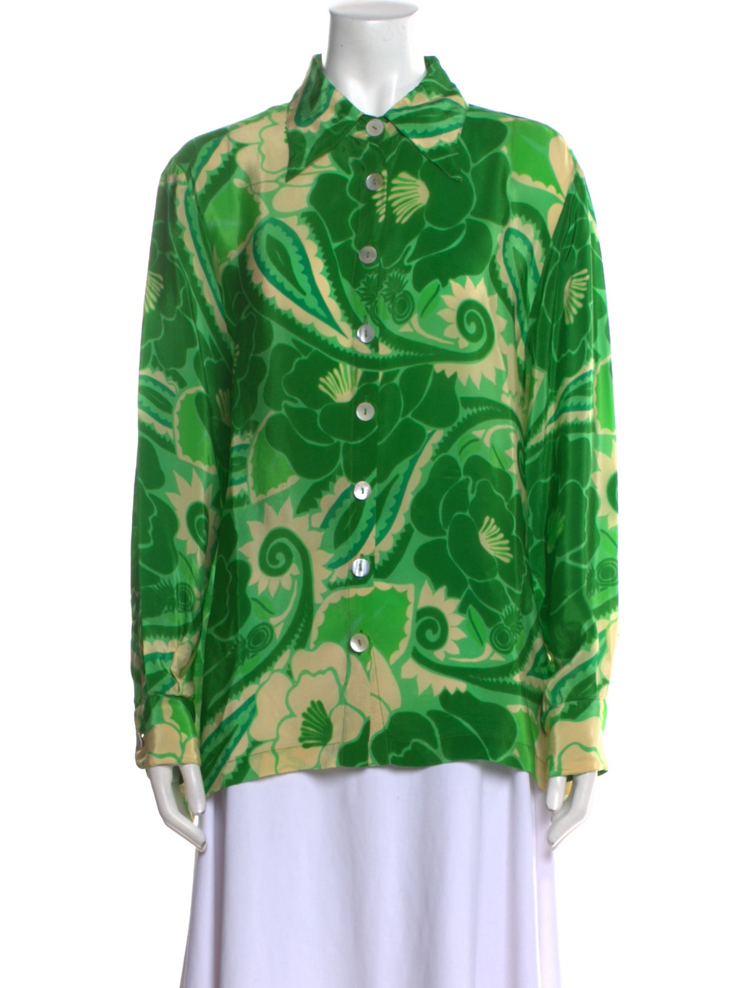 Farm Rio Printed Long Sleeve Button-Up Top