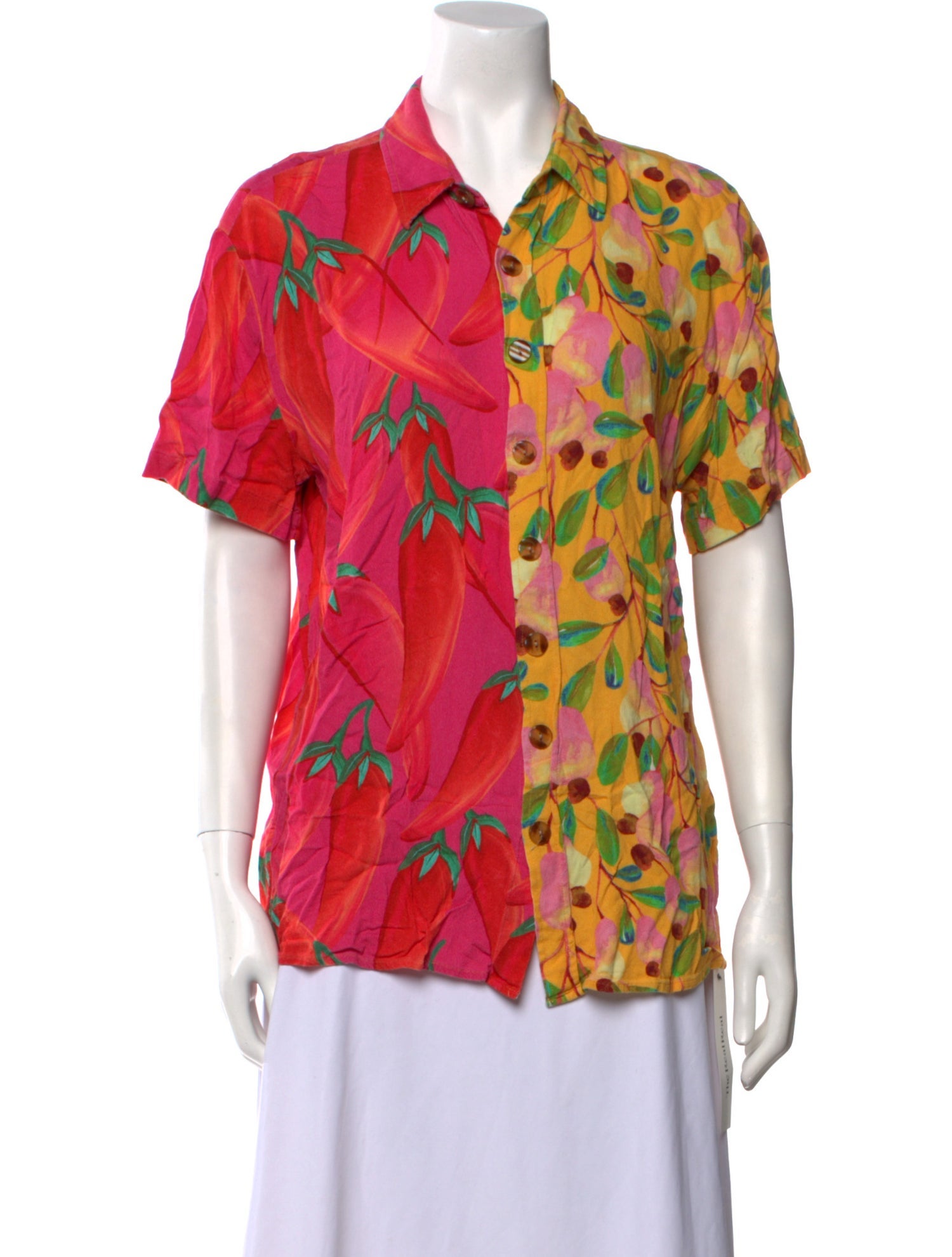 Farm Rio Printed Short Sleeve Button-Up Top