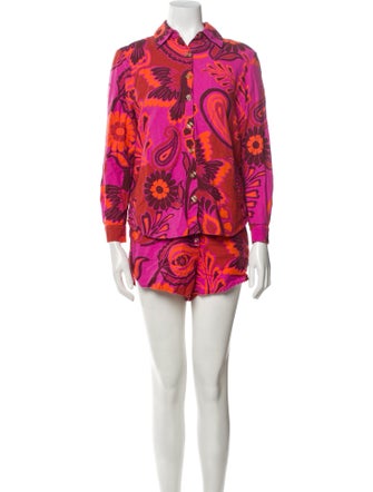 Farm Rio Linen Paisley Print Short Set