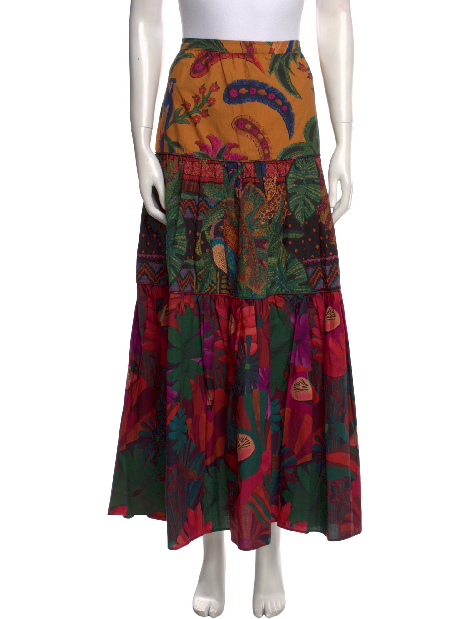 Farm Rio Floral Print Midi Length Skirt