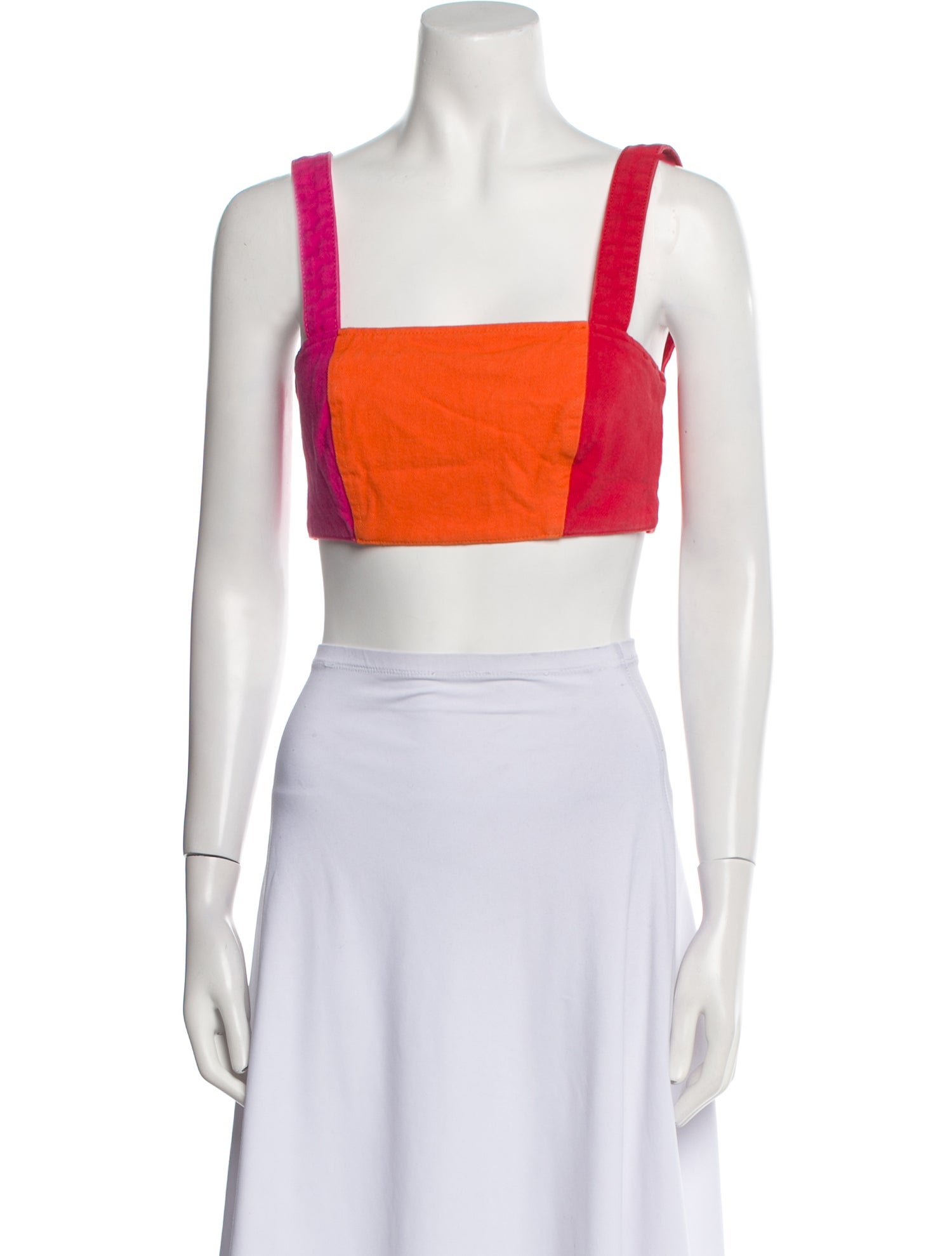 Farm Rio Colorblock Pattern Square Neckline Crop Top