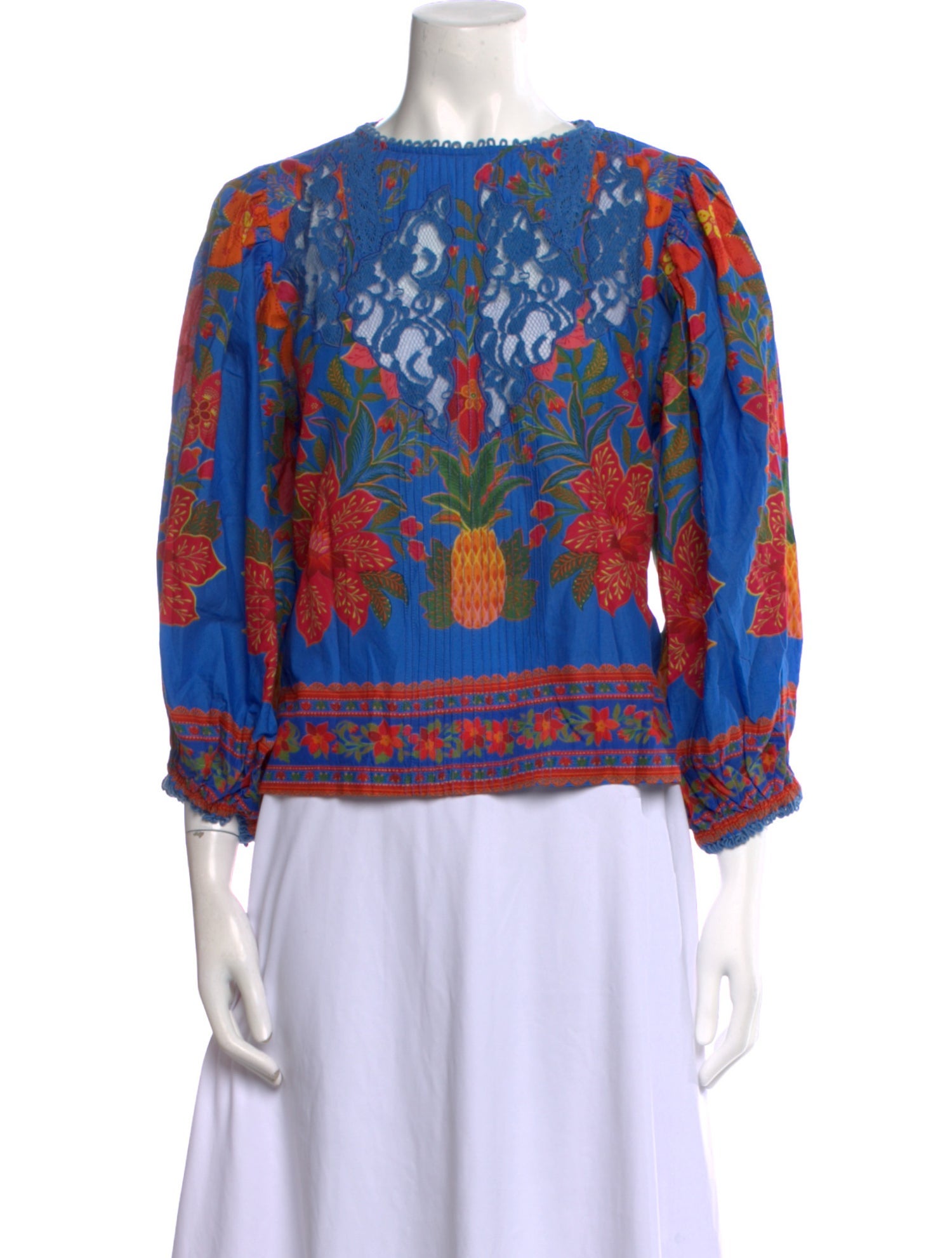 Farm Rio Printed Bateau Neckline Blouse