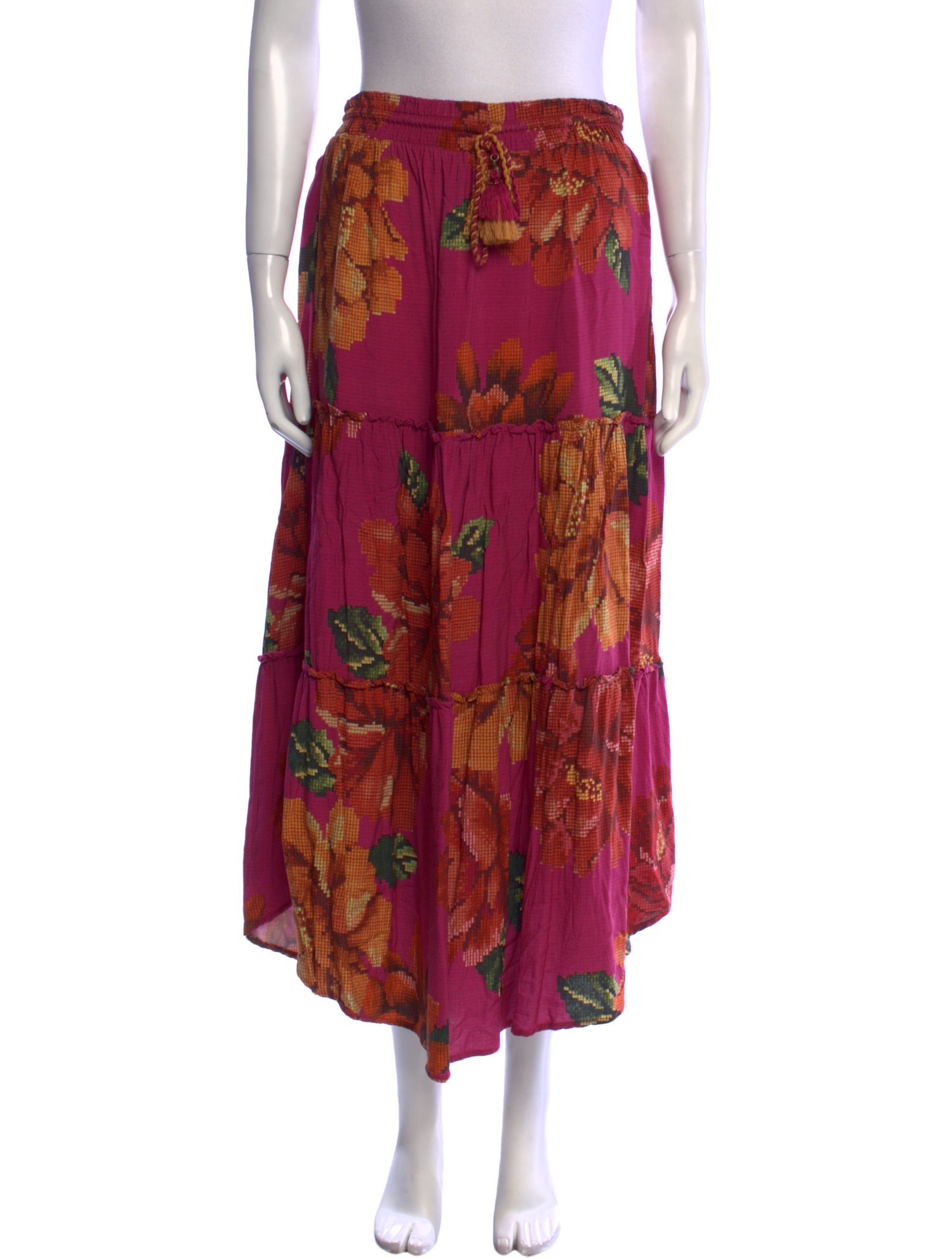 Farm Rio Floral Print Midi Length Skirt