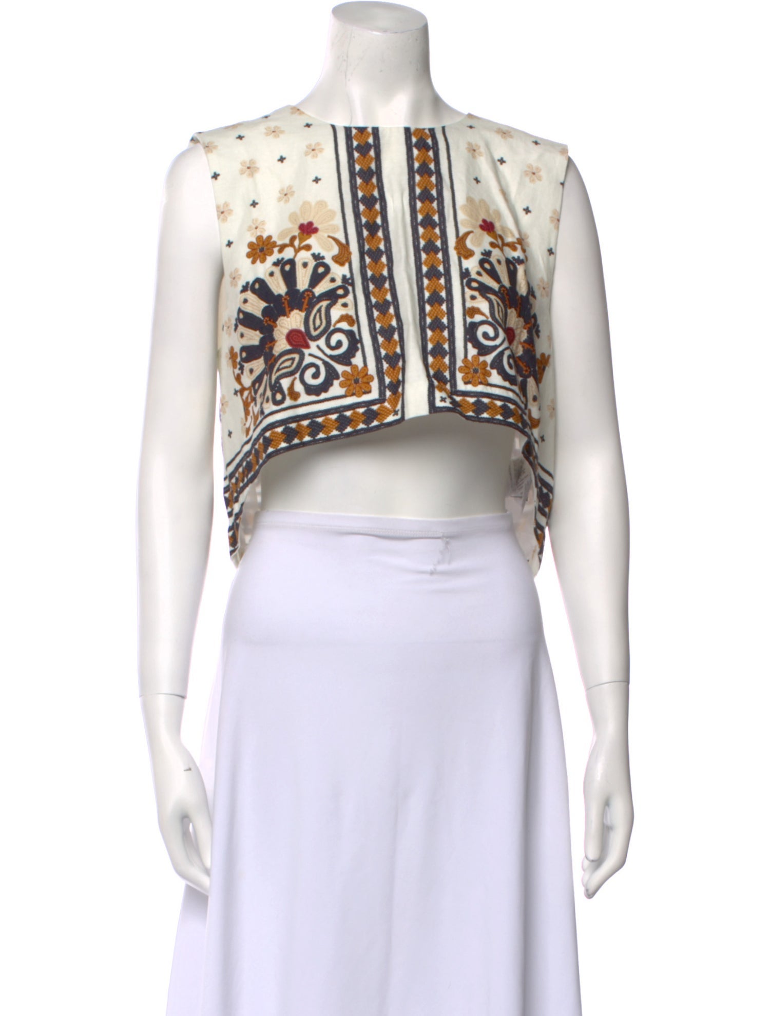 Farm Rio Printed Crew Neck Crop Top