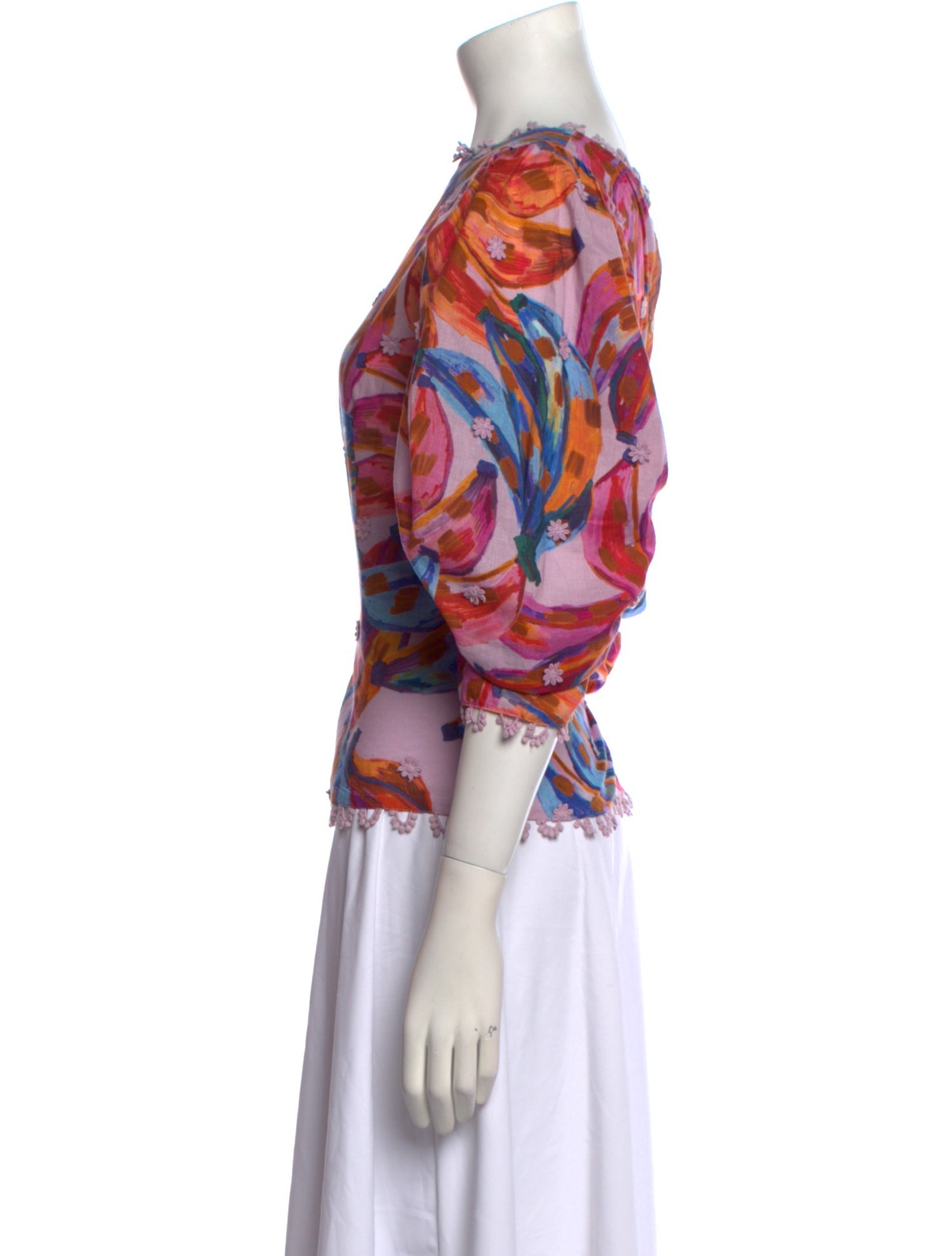 Farm Rio Printed Bateau Neckline Blouse