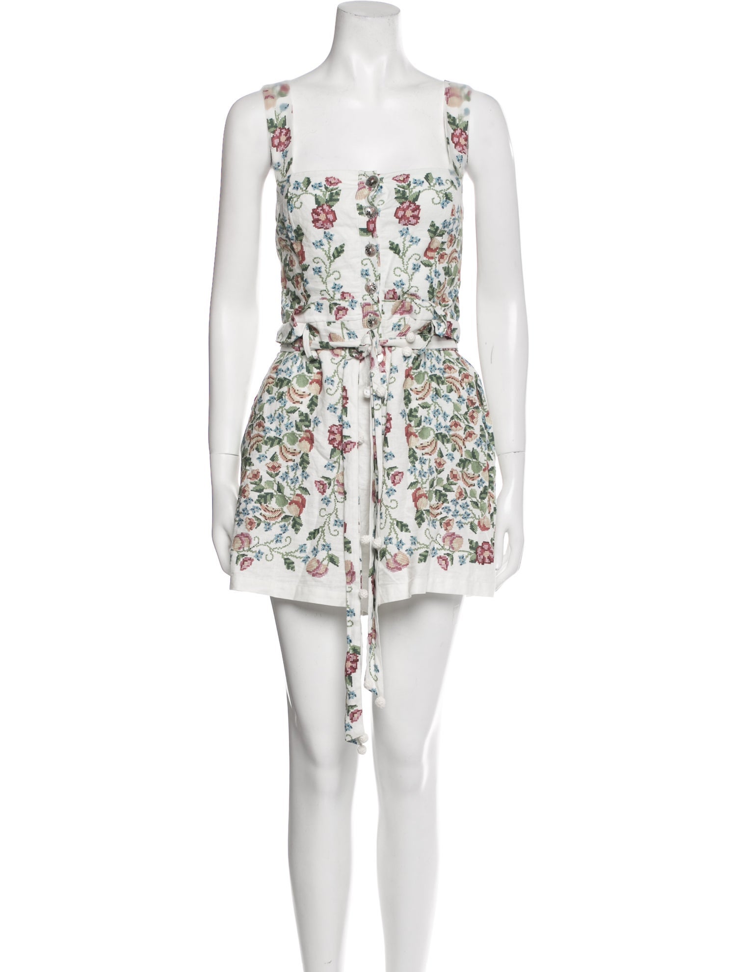 Farm Rio Linen Floral Print Romper