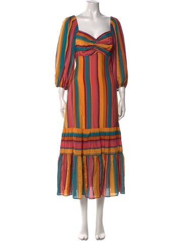 Farm Rio Dresses Striped Long Dress S