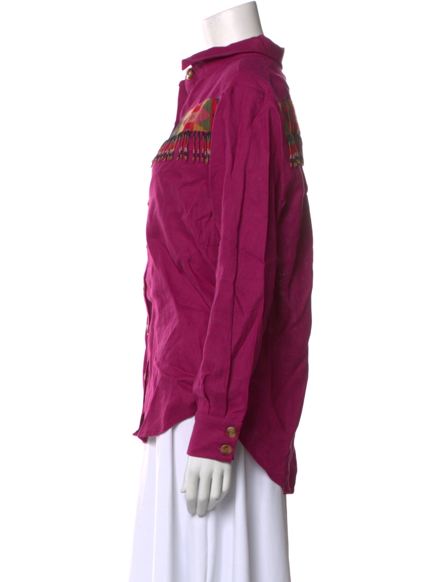 Farm Rio Linen Long Sleeve Button-Up Top
