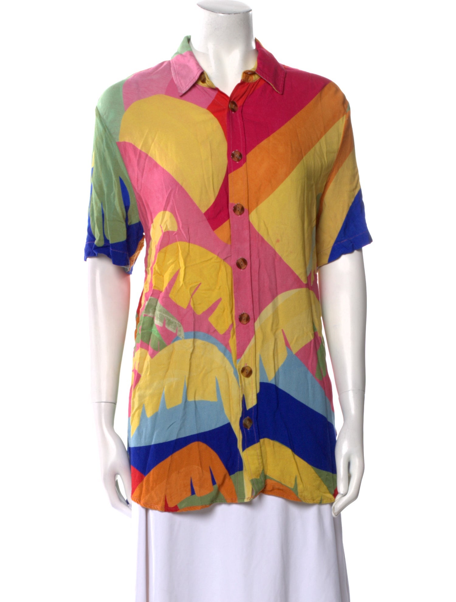 Farm Rio Printed Short Sleeve Button-Up Top