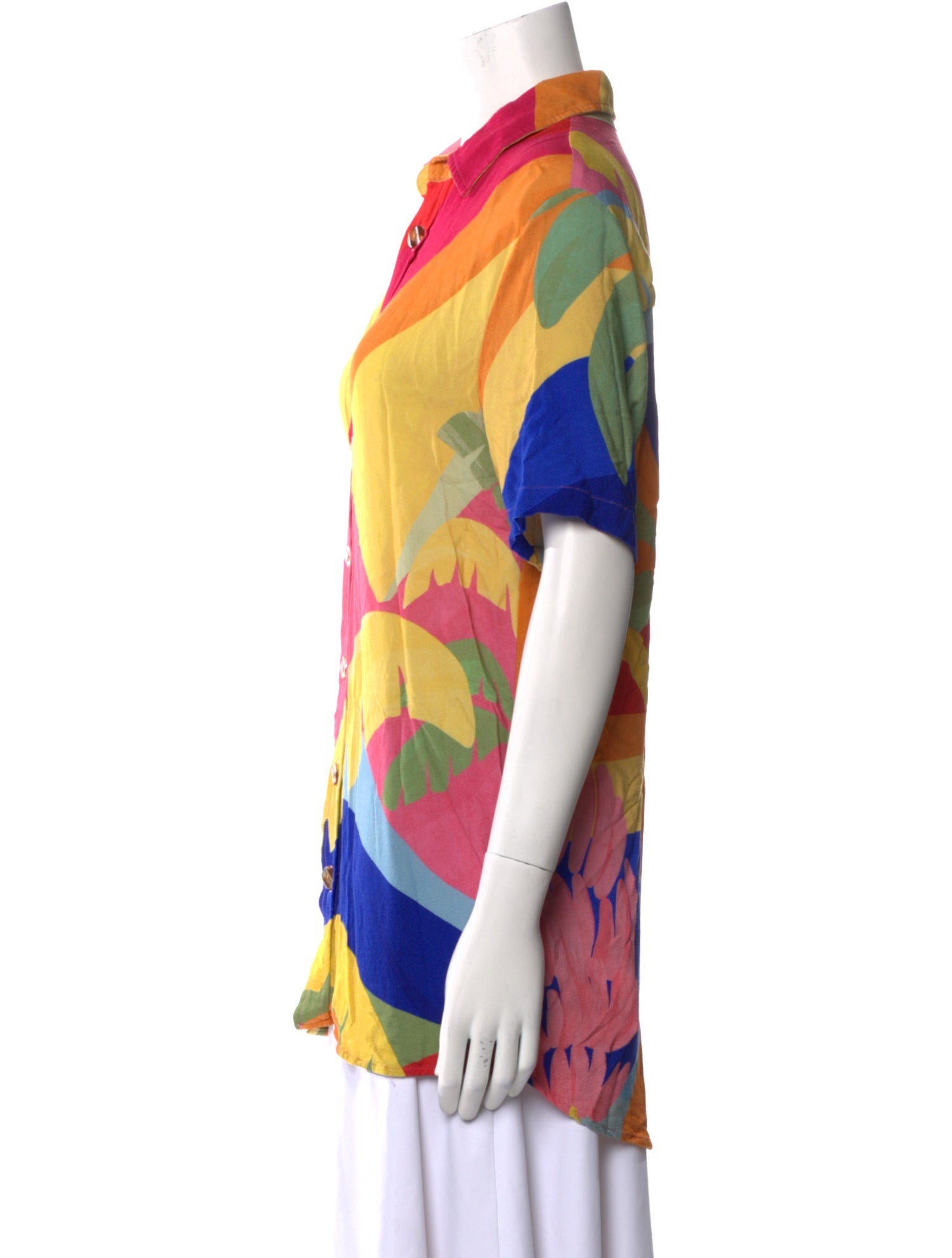 Farm Rio Printed Short Sleeve Button-Up Top